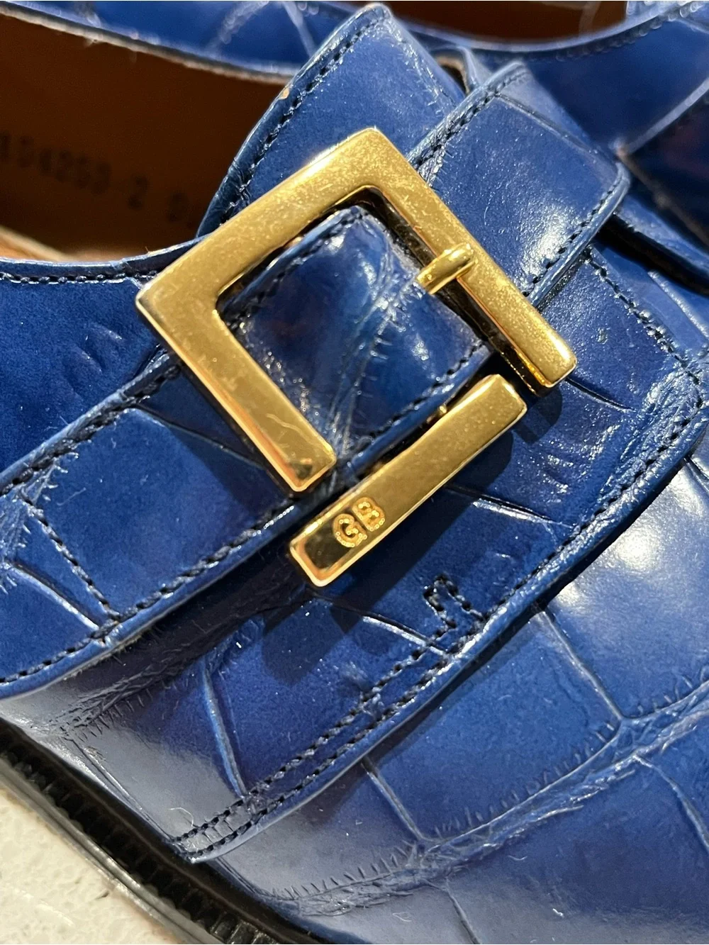Georgio Brutini Men's Cobalt Blue Leather Crocodile Embossed Dress Shoes 9.5M